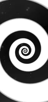 Black and white spiral art wallpaper for mobile phone screen.