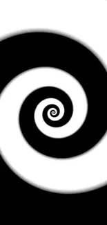 Black and white spiral wallpaper for mobile phones with a hypnotic design.