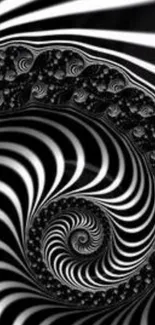 Black and white abstract spiral wallpaper.