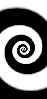 Black and white spiral design wallpaper with optical illusion effect.