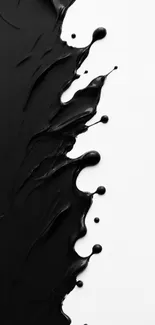 Black paint splash on white background wallpaper.