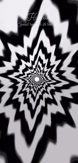 Black and white starburst wallpaper with dynamic pattern design.