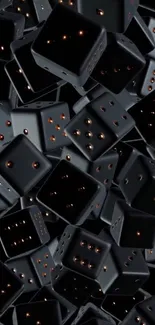 Abstract black dice wallpaper with a chaotic and artistic pattern.