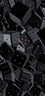 Chaotic arrangement of black dice wallpaper.