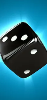 Black dice on a vibrant blue background, exuding style and luck.