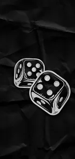 Black textured wallpaper with white dice illustration.