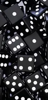 Black dice with white dots wallpaper design.