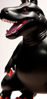 Black dinosaur toy wallpaper with red accents, perfect for mobile screens.