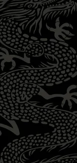 Black dragon design mobile wallpaper with intricate details.