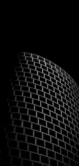 Black geometric building against a dark background for mobile wallpaper.