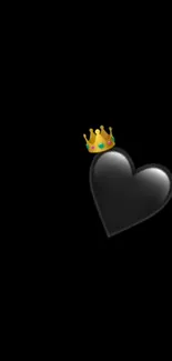 Black heart with a golden crown on a dark background wallpaper.