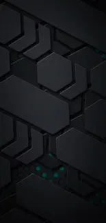 Black hexagon wallpaper with blue accents.