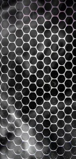 Black hexagonal pattern wallpaper with a sleek and modern design for mobile devices.