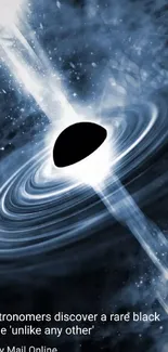 Artistic depiction of a black hole in space.