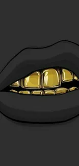 Black lips with gold teeth wallpaper, stylish and modern design.