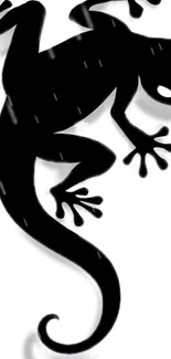 Black lizard silhouette on white background for mobile wallpaper.