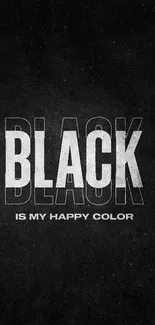 Minimalist black wallpaper with bold typography text.