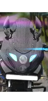 Black motorcycle in the rain background.