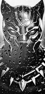 Black Panther superhero wallpaper in black and white for mobile devices.