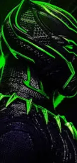 Black Panther neon green wallpaper for mobile.