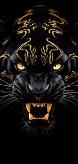 Black Panther With Yellow Colored Tattoos Live Wallpaper