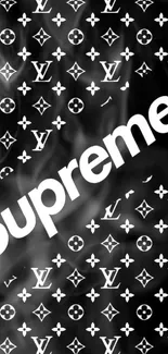 Black Supreme pattern wallpaper with iconic designs.