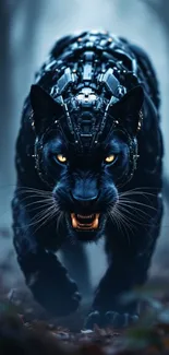 Black Robot Panther Live Wallpaper