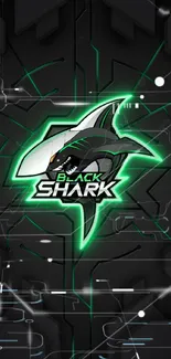 Black Shark futuristic phone wallpaper with neon accents.