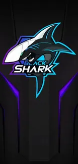 Black Shark gaming wallpaper with vibrant shark logo on dark background.