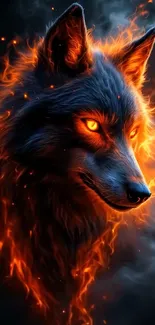 Blinking Wolf On Fire Live Wallpaper