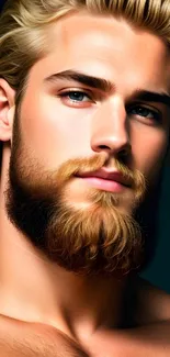 Portrait of a blonde bearded man with blue eyes, perfect for mobile wallpaper.