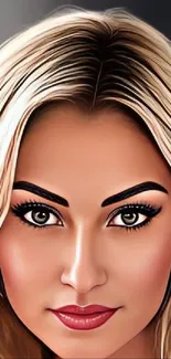 Digital illustration of a blonde woman's portrait with detailed features.