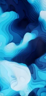 Blue abstract 3D wallpaper with fluid shapes and gradient tones.