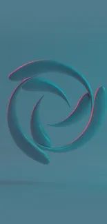 Abstract blue 3D swirl on teal background for mobile wallpaper.