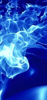 Blue abstract smoke with fluid patterns.