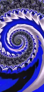 Blue abstract spiral wallpaper with intricate patterns.