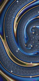 Blue abstract swirl wallpaper with intricate patterns.