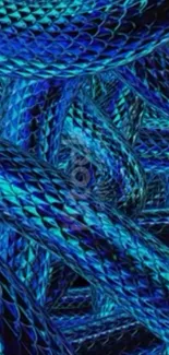 Intricate blue abstract texture with interwoven patterns.