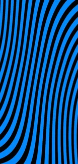 Blue and black wavy striped mobile wallpaper.