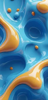 Abstract blue and orange fluid shapes wallpaper.