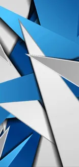 Blue and white geometric abstract wallpaper.