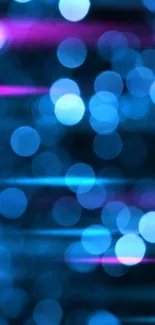 Vibrant blue bokeh lights creating an abstract mobile wallpaper design.