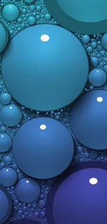 Blue abstract bubbles wallpaper for mobile.