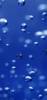 Blue bubbles in water creating an abstract, soothing mobile wallpaper.