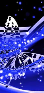 Abstract blue butterfly design for mobile wallpaper.