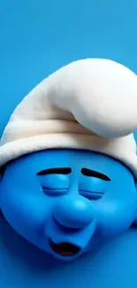 Playful blue cartoon character art with hat.