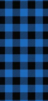 Blue and black checkered mobile wallpaper pattern.