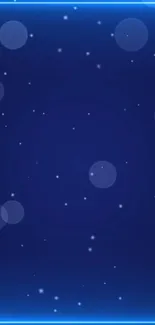 Blue cosmic wallpaper with glowing bubbles and stars.