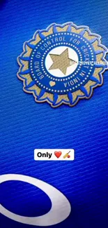 Blue mobile wallpaper with cricket emblem design.