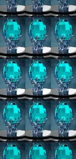Repeating pattern of blue crystal cubes.